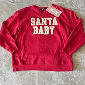 Vinyl Icons NEW Womens Santa Baby Sweatshirt XL Red/White Embroidered Crewneck